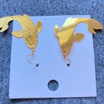 Gold Koi Fish Drop Earrings – Lightweight Metal, Laser Photo 2