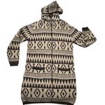 Monteau Hooded Cardigan Duster Aztec Gray Pockets Bohemian Sweater Coat Medium Photo 1