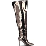 INC International‎ Concepts Silver Over the Knee Boots with Mirror Finish Size 5 Photo 2