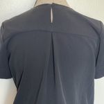 Everlane Womens Blouse Top Size 0 Black Pleated Minimalist Button Short Sleeve Photo 4