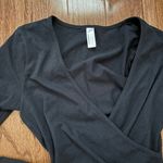 American Apparel Women's Cotton Spandex Long Sleeve Cross V Bodysuit Photo 3