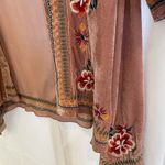 Paparazzi  velvet burnout kimono dusty rose Embroidered Floral size L Y2K boho Photo 2