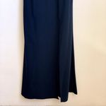 NWT Dessy Collection High Neck Backless Crepe Trumpet Gown in Midnight Navy 3039 Blue Size 16 Photo 4