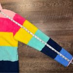 Crown & Ivy  Rainbow Striped Fleece Pullover Mock Neck 1/3 Snap Size Small Photo 3