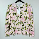 Oscar de la Renta English Rose Print Cardigan Pink Blush Small NWT Floral Photo 2
