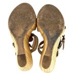 Sundance Beige Leather Open Toe Woven Wedge Heel Slides Size 38 Sandals Tan Photo 7