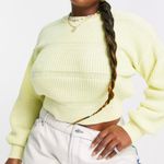 Collision Yellow Knitted Paneled Neck Sweater Photo 0