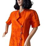 American Vintage 70's Orange Demask print short sleeved coat dress size medium Photo 3