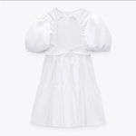 ZARA  Tiered Poplin Dress White Photo 4