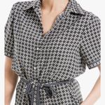 Max Studio Jumpsuit Size Large Wide Leg Belted Short Sleeves Black White NWT Photo 1