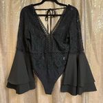 CIEN Black Lace Bell Sleeve Witchy Goth Whimsygoth Bodysuit Medium Photo 0
