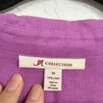 JM Collection  Purple Linen Shirt Womens 14 Button Down 3/4 Sleeve Beachy Casual Photo 5