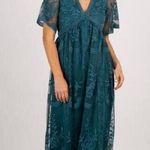Pinkblush New with Tag Pink Blush Dark Turquoise Lace Mesh Overlay Maxi Dress Sz S (Flaw) Photo 0