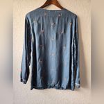 Sundance  Floral Boho Silk Like Cordelia Tunic Embroidered Blue Blouse small Photo 6