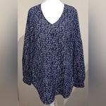 CAbi Women's Te Amo Navy Multi Love Blouse Puffy Long Sleeve Style 5336 Size S Photo 3