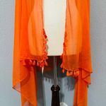 Steve Madden Women Orange Solid Nylon Pareo with Tassel Corners Summer One Size Photo 3