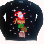 Karen Scott Womens Black Christmas sweater size Petite Medium, Christmas Party Photo 0