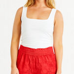Crown & Ivy Red Eyelet Scalloped Shorts Women's Size 8 Photo 0