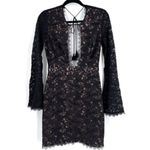 NWT The Jetset Diaries Zodiac Long Sleeve Lace Mini Dress Black Size Small Tan Photo 2