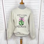 Just A Girl Who Lives Pickle Sweatshirt‎ Tan Medium Photo 0