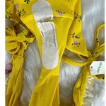 Aerie Women's Beaded Self Tie Ruffle Front Yellow Floral Prints Swimwear Bottom Photo 5