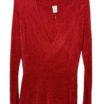 Route 66 Red Sweater Deep V Neck Pullover Long Sleeve Fuzzy Soft Size Medium‎ Photo 0