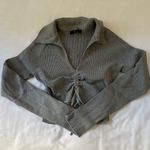 Hera Collection Hera Grey Crop Top Long Sleeve Shirt Photo 0