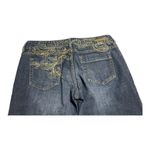 EXPRESS  Y2K X2 Quality Denim Jeans Sz 8 Zelda Skinny Low Rise w/ Gold Embroidery Photo 5