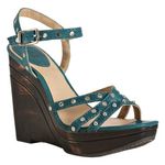 Frye  Turquoise Studded Bridget‎ Wedges/Platforms Gr Photo 0
