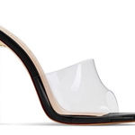 La Femme FEMME LA The Ford Clear Open Toe Mules Heels Slippers Photo 0