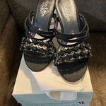 Jen & Kim Blissful Black Silk Slide W/Rhinestones 7‎ 1/2 Women’s Shoe new Size 7.5 Photo 0