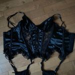 Vintage Seductive Wear by Cinema Etoile Black Satin Lace Corset Bustier L Size L Photo 11