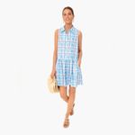 Tuckernuck  Dress Blue Westport Trellis Sleeveless Hayes Shirt Pockets Plaid Photo 1