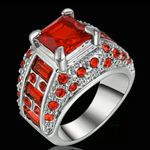 TJ Maxx Size 6 Red Ruby Wedding Rings White Rhodium Photo 0