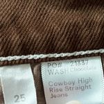 Reformation  • Cowboy Straight Chocolate Wash Jeans with White Stitching Photo 7