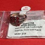 Bomb Party RBP7758 “Regal Dreams” Lab Created Ruby on Rose Gold Size 10 Ring NWT Red Photo 4