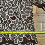 Solitaire NWOT Woman’s   Lace Overlay Floral Blouse Brown Size Small Photo 8