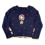 Christopher & Banks Vintage  Hand Embroidered Cardigan Sweater Flowers Size Large Photo 2