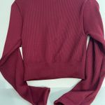 Bella Movement Cropped Long Sleeve Stretchy Ribbed Burgundy Top Red Size L Photo 1
