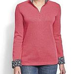 Orvis Sweater Women XL Red 1/4 Zip Pullover Camp Hike Fishing Gorp Cabin Cotton Photo 0