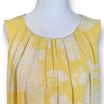 H&M  Dress Yellow White Retro Floral Pleated Top Sleeveless Open Keyhole Back Photo 1