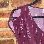 Mudd  Burgundy Aztec Cold Shoulder Tie Waist Crop Top Women's Size XXS Photo 1
