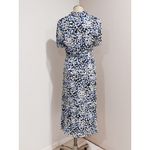 Talbots Women's Blue Dotted Tie Waist Button Down Shirtdress Midi Dress Size 14 Photo 3