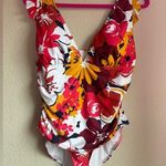 Anne cole Retro Floral Shirred Ruffle Sleeve One Piece Swimsuit 14 Photo 0