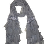 Blue Scarf with Roses and Sheer Material Photo 0