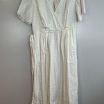 Joie NWT  White Eyelet Lace Short Sleeve Belted Faux Wrap Midi Dress Size 4 Photo 2