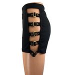 Kaylee Kollection Women's Black Cutout Buckle High Waisted Zip Mini Shorts Sz M Size M Photo 1