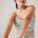 Athleta New XL Elation V-Neck Crop Women’s Paisley White Black X-Large A-C Cups Photo 2