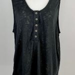 Melrose and Market New Slub Knit Button Front Henley Tank Top Black Photo 2