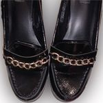 Jones New York Vintage Lug Sole Chunky Patent Faux Leather Loafer Black Heels 8 Photo 3